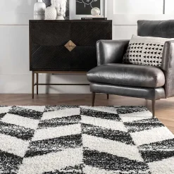 Kirklands Home Black Herringbone Shag Area Rug, 9x12 Discount