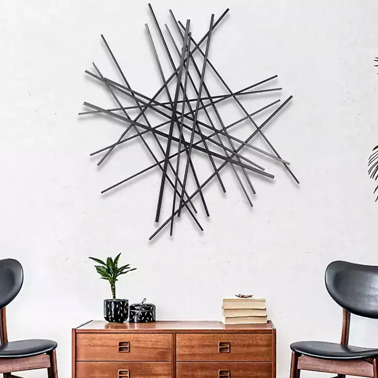 Kirklands Home Icilio Abstract Linear Wall Plaque Black Online