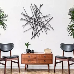 Kirklands Home Icilio Abstract Linear Wall Plaque Black Online