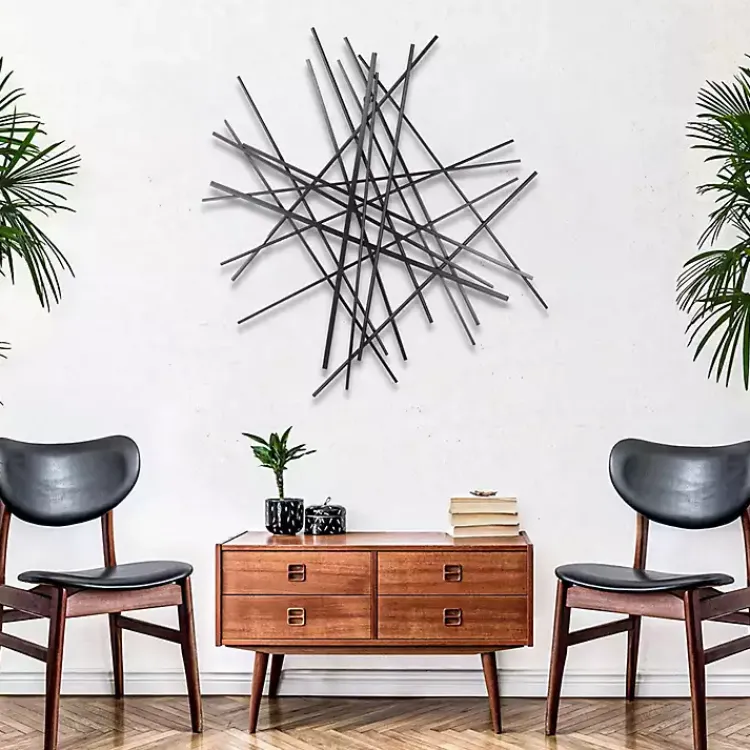 Kirklands Home Icilio Abstract Linear Wall Plaque Black Online