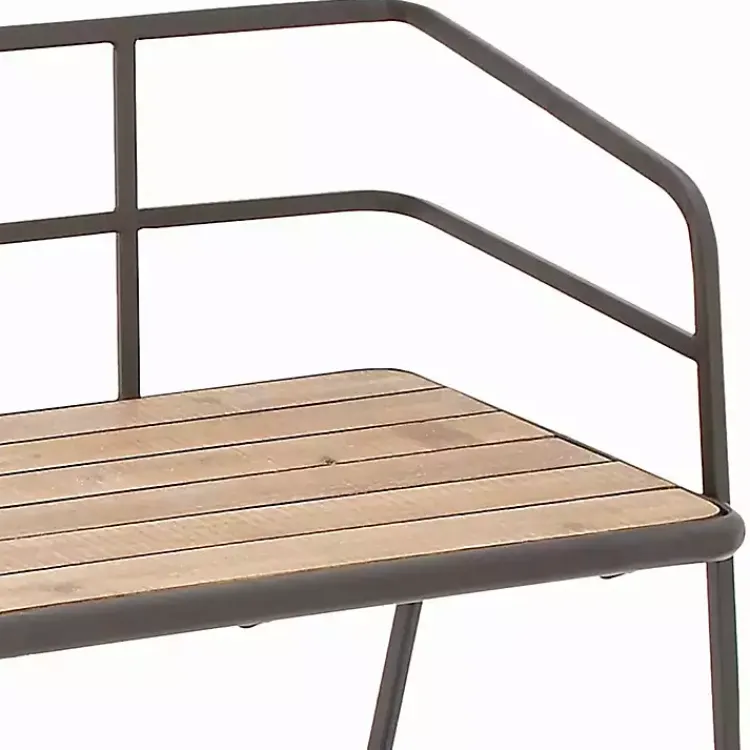 Kirklands Home Black Iron and Wooden Seat Industrial Bench New