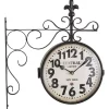 Kirklands Home Black Iron Double Sided Scroll Wall Clock New