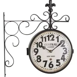 Kirklands Home Black Iron Double Sided Scroll Wall Clock New