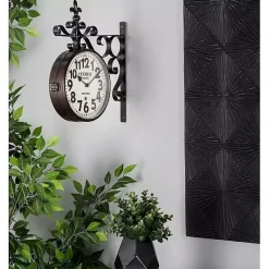 Kirklands Home Black Iron Double Sided Scroll Wall Clock New