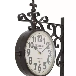 Kirklands Home Black Iron Double Sided Scroll Wall Clock New