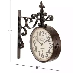 Kirklands Home Black Iron Double Sided Scroll Wall Clock New
