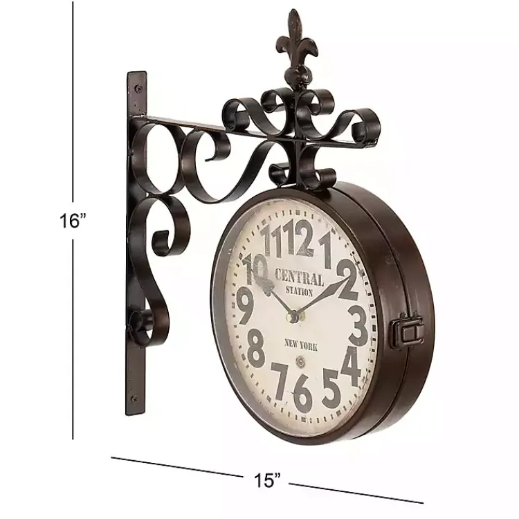 Kirklands Home Black Iron Double Sided Scroll Wall Clock New