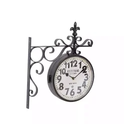 Kirklands Home Black Iron Double Sided Scroll Wall Clock New