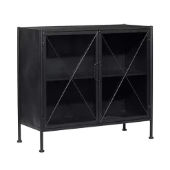 Kirklands Home Iron X-Panel Cabinet Black Best