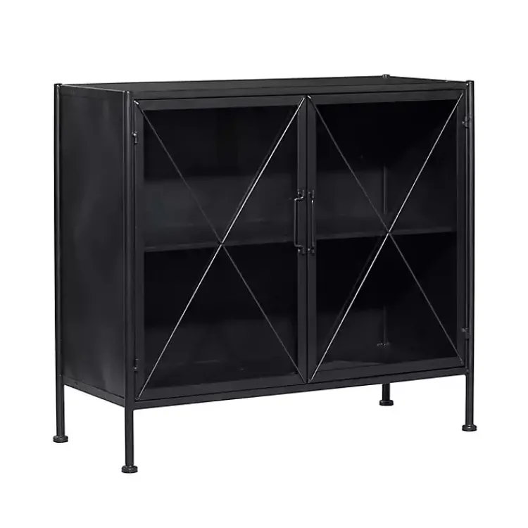Kirklands Home Iron X-Panel Cabinet Black Best