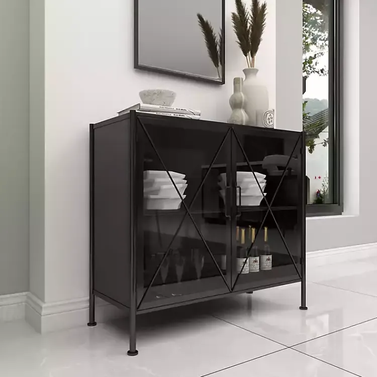 Kirklands Home Iron X-Panel Cabinet Black Best