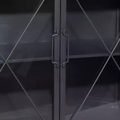 Kirklands Home Iron X-Panel Cabinet Black Best