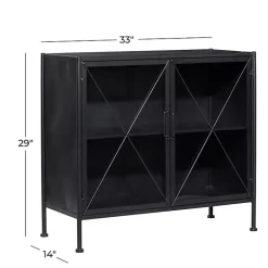 Kirklands Home Iron X-Panel Cabinet Black Best