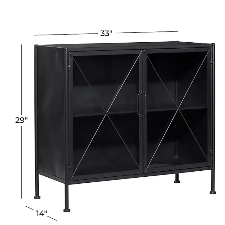 Kirklands Home Iron X-Panel Cabinet Black Best