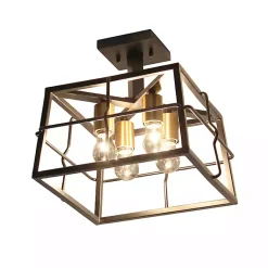 Kirklands Home Ironhouse Flush Mount Light Black New