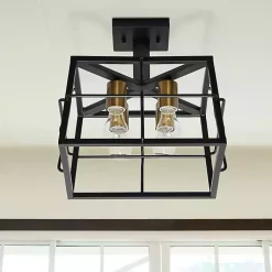 Kirklands Home Ironhouse Flush Mount Light Black New