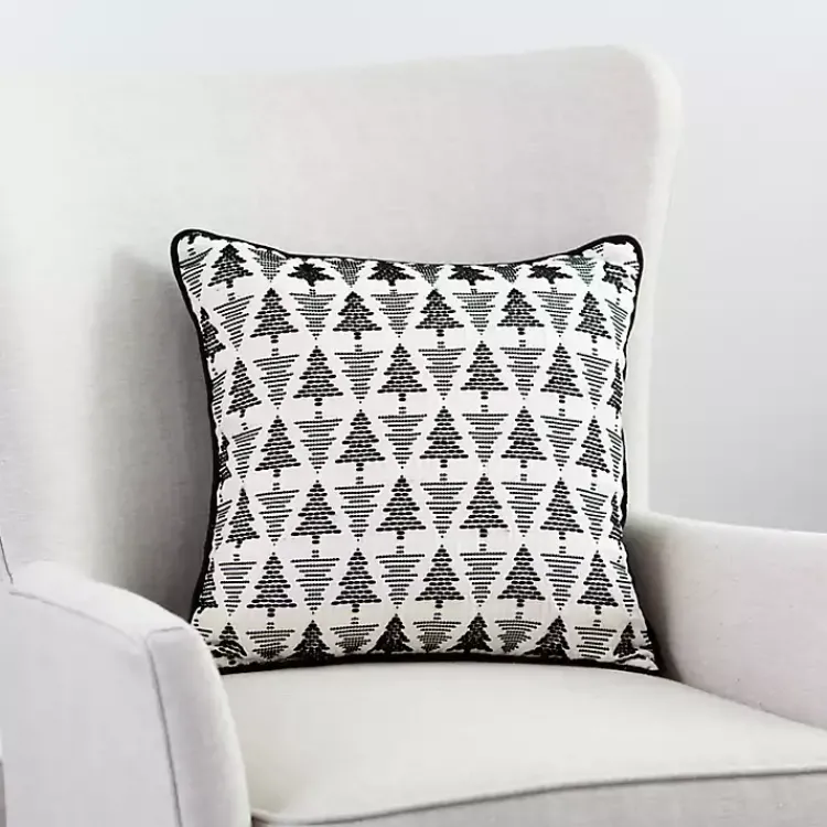 Christmas Pillows>Kirklands Home Black Jacquard Trees Christmas Pillow