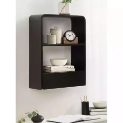Kirklands Home Kato Single Drawer Wall Shelf Black Clearance