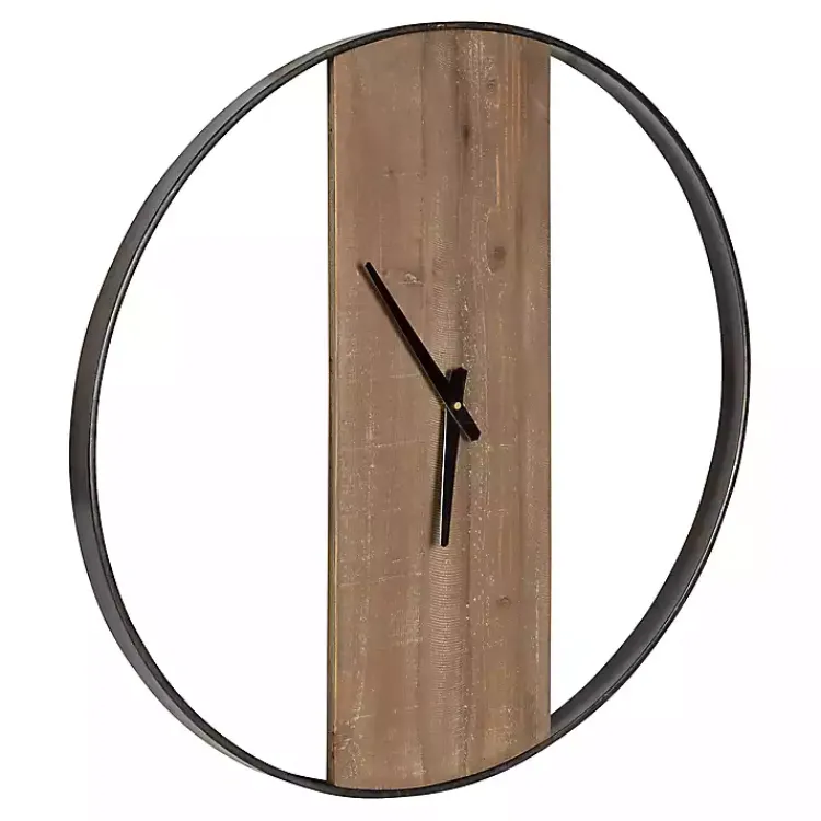 Kirklands Home Ladd Natural Wood Wall Clock Black Hot