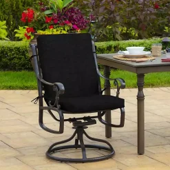 Kirklands Home Leala Texture Outdoor Dining Chair Cushion Black New