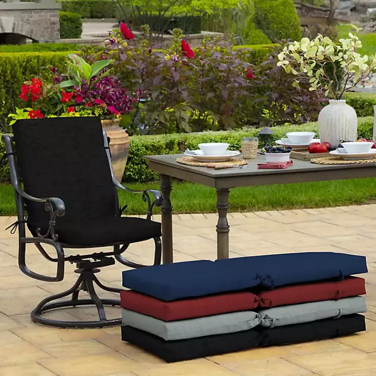 Kirklands Home Leala Texture Outdoor Dining Chair Cushion Black New
