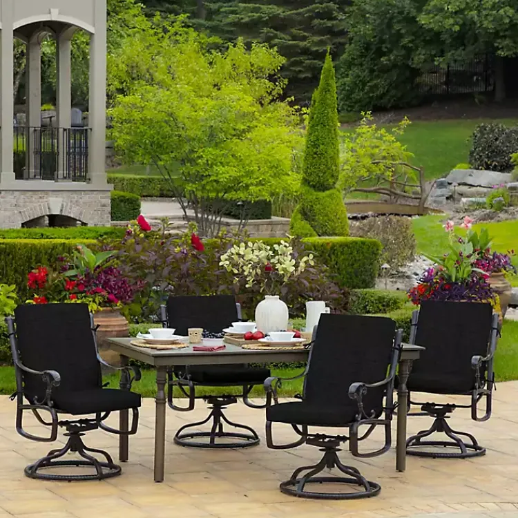 Kirklands Home Leala Texture Outdoor Dining Chair Cushion Black New