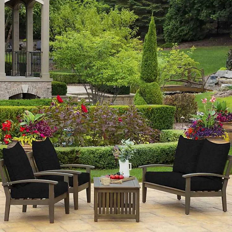 Kirklands Home Leala Texture Outdoor Deep Seat Cushions Black Best