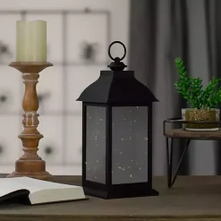 Lanterns>Kirklands Home LED Flickering Fairy Lights Lantern, 12 in. Black