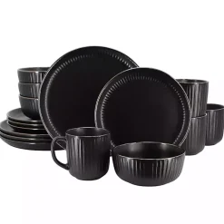 Kirklands Home Leo Stoneware 16-pc. Dinnerware Set Black Clearance