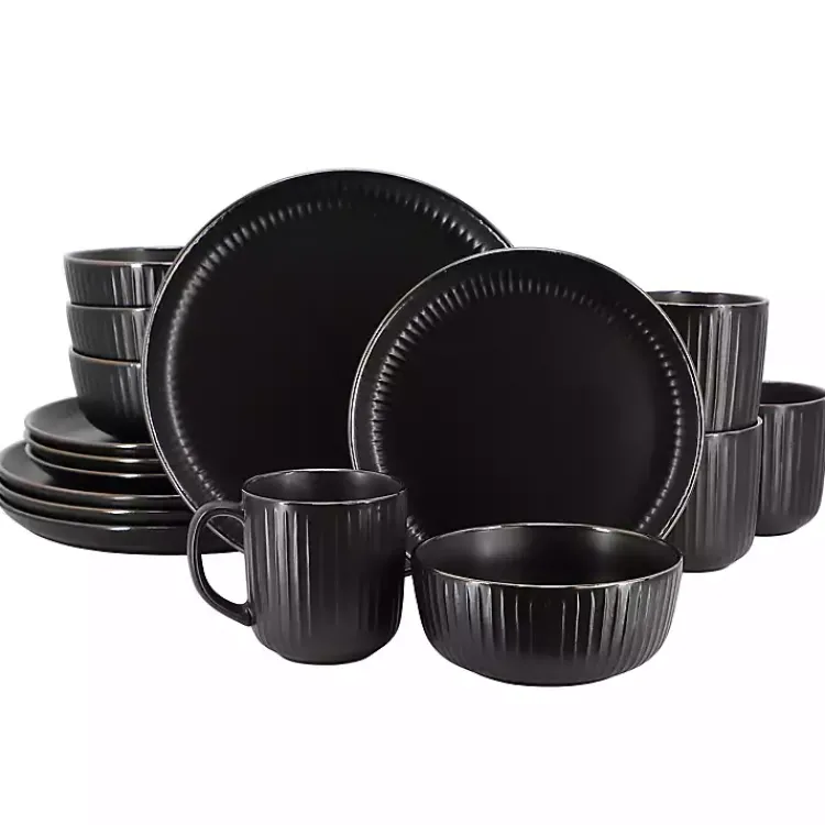 Kirklands Home Leo Stoneware 16-pc. Dinnerware Set Black Clearance