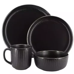 Kirklands Home Leo Stoneware 16-pc. Dinnerware Set Black Clearance