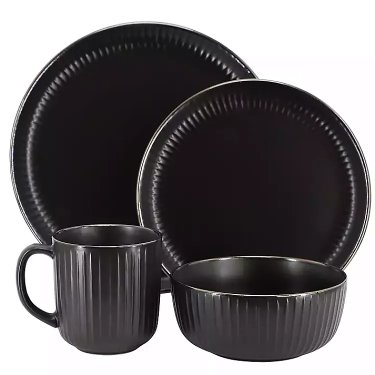 Kirklands Home Leo Stoneware 16-pc. Dinnerware Set Black Clearance