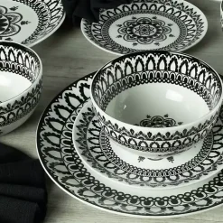 Kirklands Home Black Lila Patterned 12-pc. Dinnerware Set Online