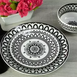 Kirklands Home Black Lila Patterned 12-pc. Dinnerware Set Online
