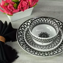 Kirklands Home Black Lila Patterned 12-pc. Dinnerware Set Online