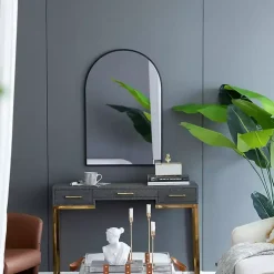 Kirklands Home Long Arched Wall Mirror Black Hot
