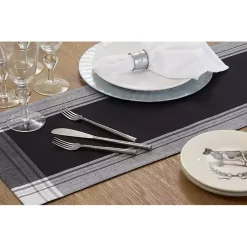 Kirklands Home Black Long Stripe Bordered Table Runner, 72 in. Discount