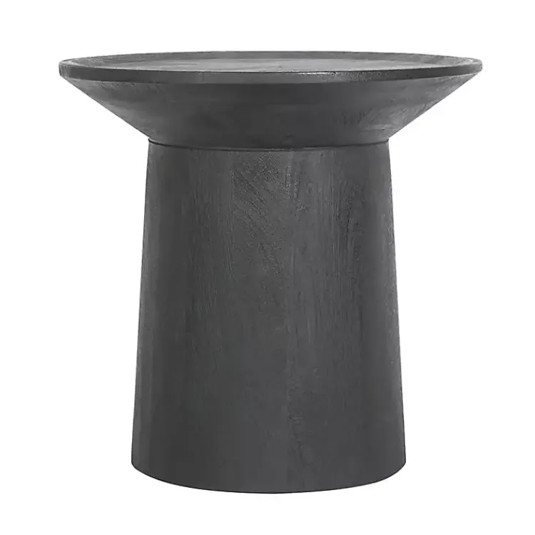 Kirklands Home Mango Wood Round Pedestal Accent Table Black Clearance