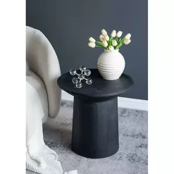 Kirklands Home Mango Wood Round Pedestal Accent Table Black Clearance