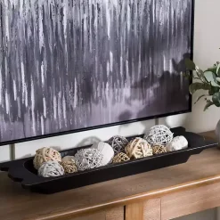 Decorative Bowls & Jars>Kirklands Home Mango Wood Trough Bowl Black