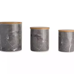 Kirklands Home Black Marble Ceramic Canisters, Set of 3 Best