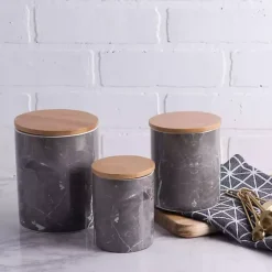 Kirklands Home Black Marble Ceramic Canisters, Set of 3 Best
