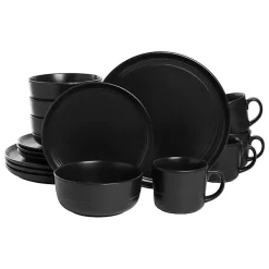 Kirklands Home Matte Double Line 16-pc. Dinnerware Set Black Best