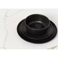 Kirklands Home Matte Double Line 16-pc. Dinnerware Set Black Best