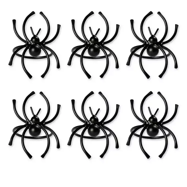 Kirklands Home Matte Spider Napkin Rings, Set of 6 Black Hot