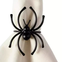 Kirklands Home Matte Spider Napkin Rings, Set of 6 Black Hot