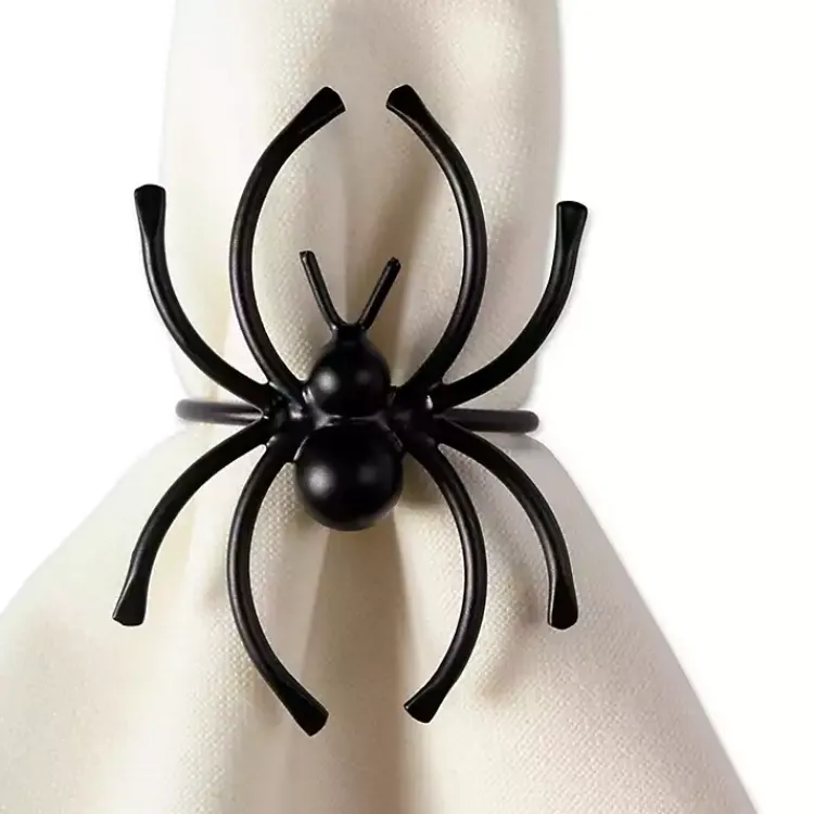 Kirklands Home Matte Spider Napkin Rings, Set of 6 Black Hot