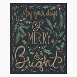Christmas Art & Wall Decor>Kirklands Home Merry and Bright Greenery Canvas Art Print Black