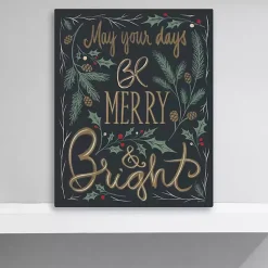 Christmas Art & Wall Decor>Kirklands Home Merry and Bright Greenery Canvas Art Print Black