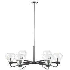 Kirklands Home Black Metal & Bowl Glass Shade 6-Light Chandelier Hot